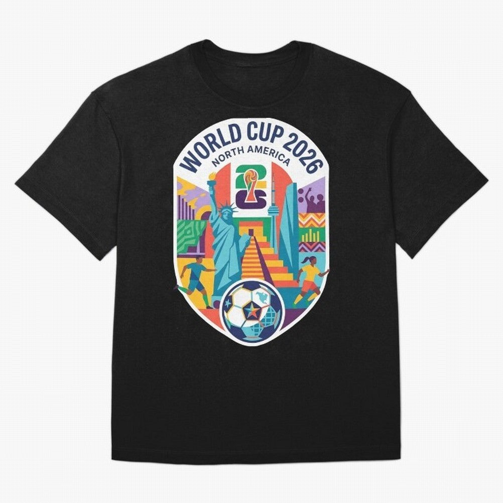 World Cup 2026 North America Soccer Tournament Colorful Emblem Classic T-Shirt Get Ready for Global Football Passion for FIFA World Cup 2026 Group Stage, with Haaland and Mbappe, England and Germany, Retro Football Energy, Iconic Rivalries, Trophy