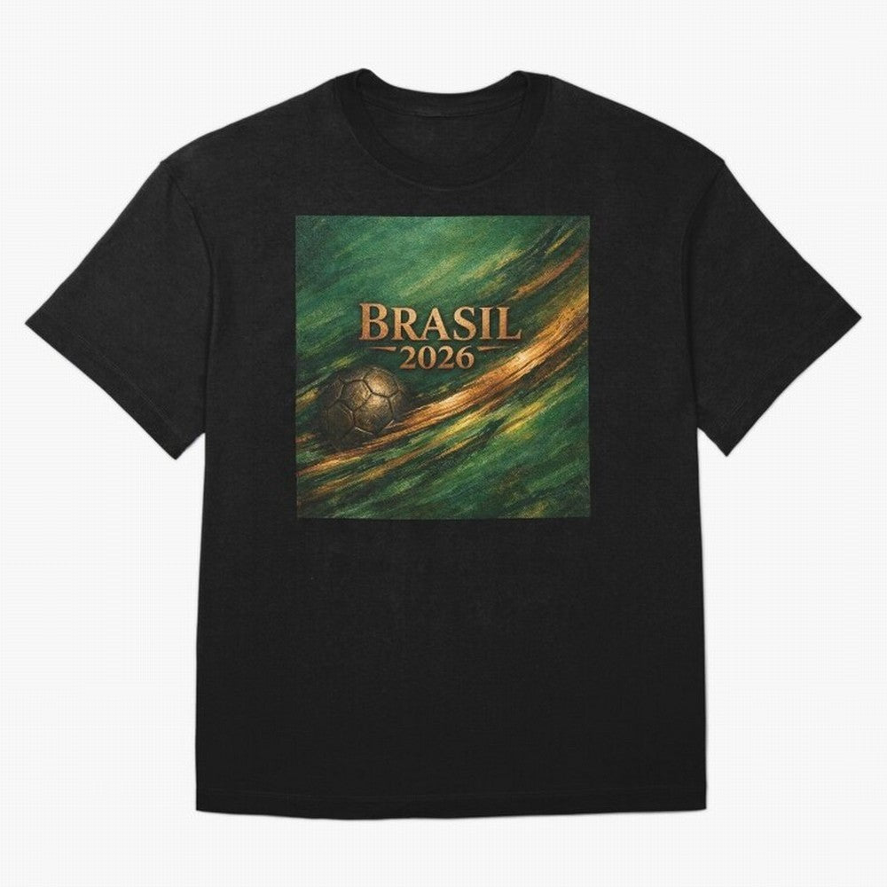 Brasil 2026 Soccer Theme Gold - Elegance Classic T-Shirt Capture Stadium Memories from the FIFA World Cup 2026 Journey through Messi and Cristiano Ronaldo Highlights, Portugal, Spain and Germany Pride, Soccer Culture, Superstar Moments, National