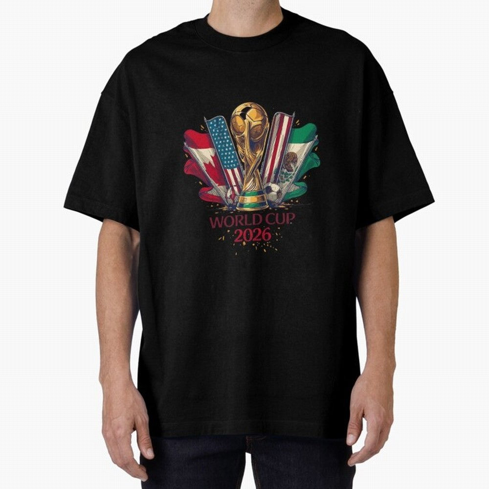 Host Trio Flags Banner Trophy Classic T-Shirt Join the Global Buzz around Match Day Hype around FIFA World Cup 2026 USA Canada Mexico, Cristiano Ronaldo, Haaland and CR7, England, France and Netherlands, Stadium Chants, National Pride, Trophy