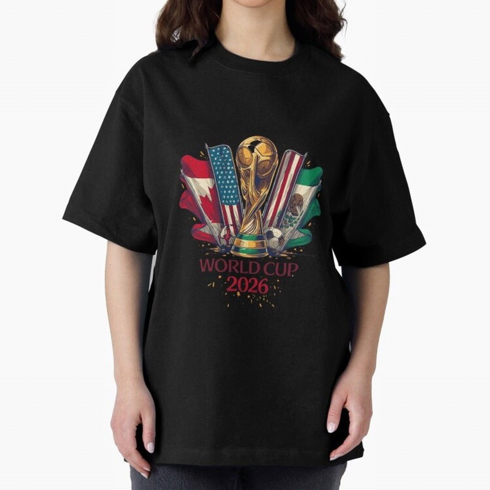 Host Trio Flags Banner Trophy Classic T-Shirt Join the Global Buzz around Match Day Hype around FIFA World Cup 2026 USA Canada Mexico, Cristiano Ronaldo, Haaland and CR7, England, France and Netherlands, Stadium Chants, National Pride, Trophy