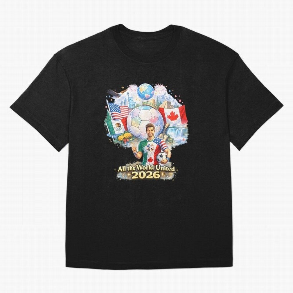 All The World United 2026 Football Classic T-Shirt Show Your Tournament Heart for Match Day Hype around FIFA World Cup 2026, Messi, Germany, Fan Favorite Moments, National Team Passion, Big Match Drama and Soccer History; Ideal for Passionate Fans
