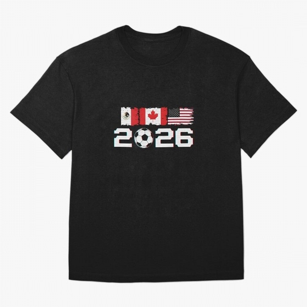 Glitched United 2026 Cup - North America Emblem Part 2 T-Shirt_82924673 Classic T-Shirt Elevate FIFA World Cup 2026 USA Canada Mexico Spirit, Highlighting Brazil, Portugal and Argentina, Cristiano Ronaldo, Supporter Pride, Iconic Celebrations,