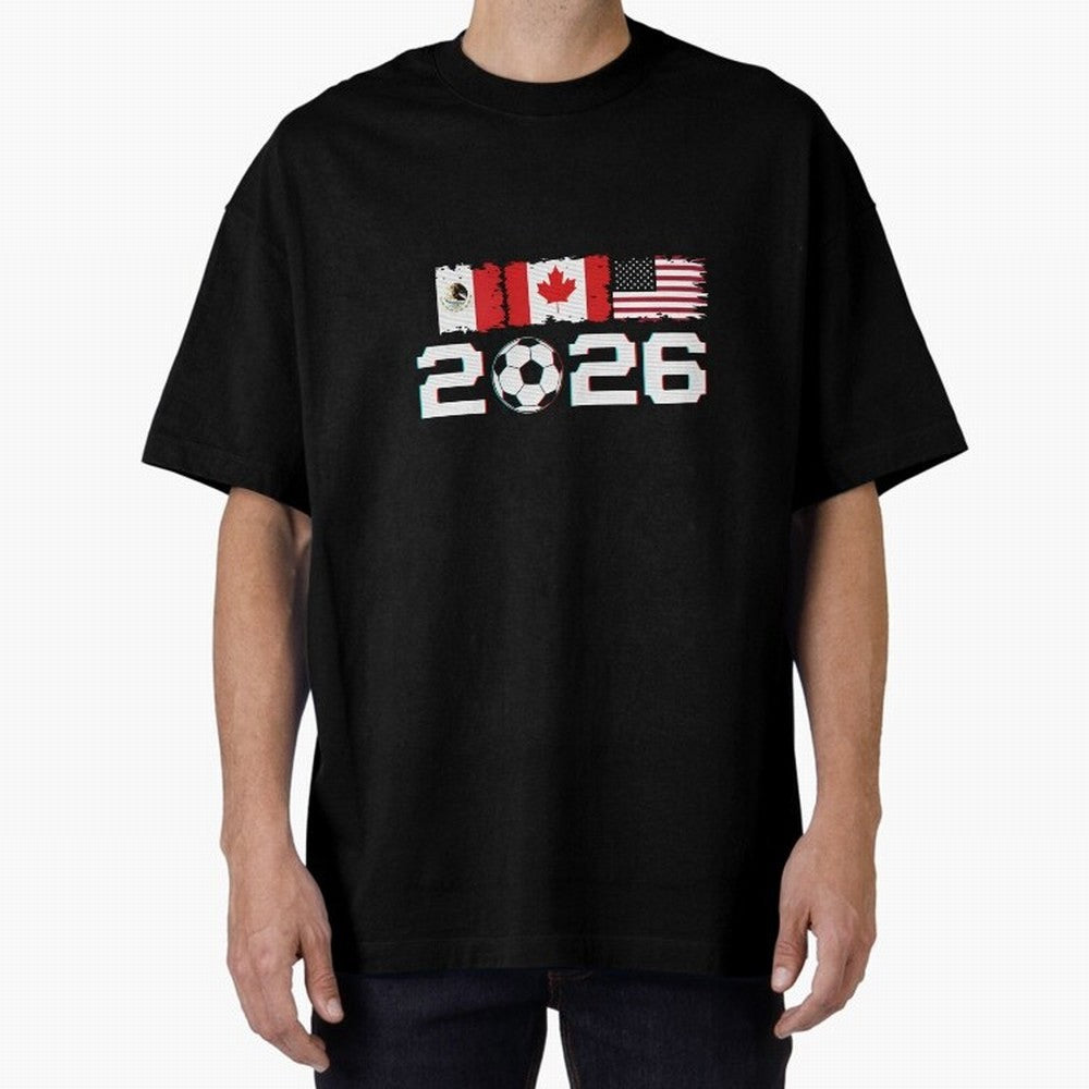 Glitched United 2026 Cup - North America Emblem Part 2 T-Shirt_82924673 Classic T-Shirt Elevate FIFA World Cup 2026 USA Canada Mexico Spirit, Highlighting Brazil, Portugal and Argentina, Cristiano Ronaldo, Supporter Pride, Iconic Celebrations,