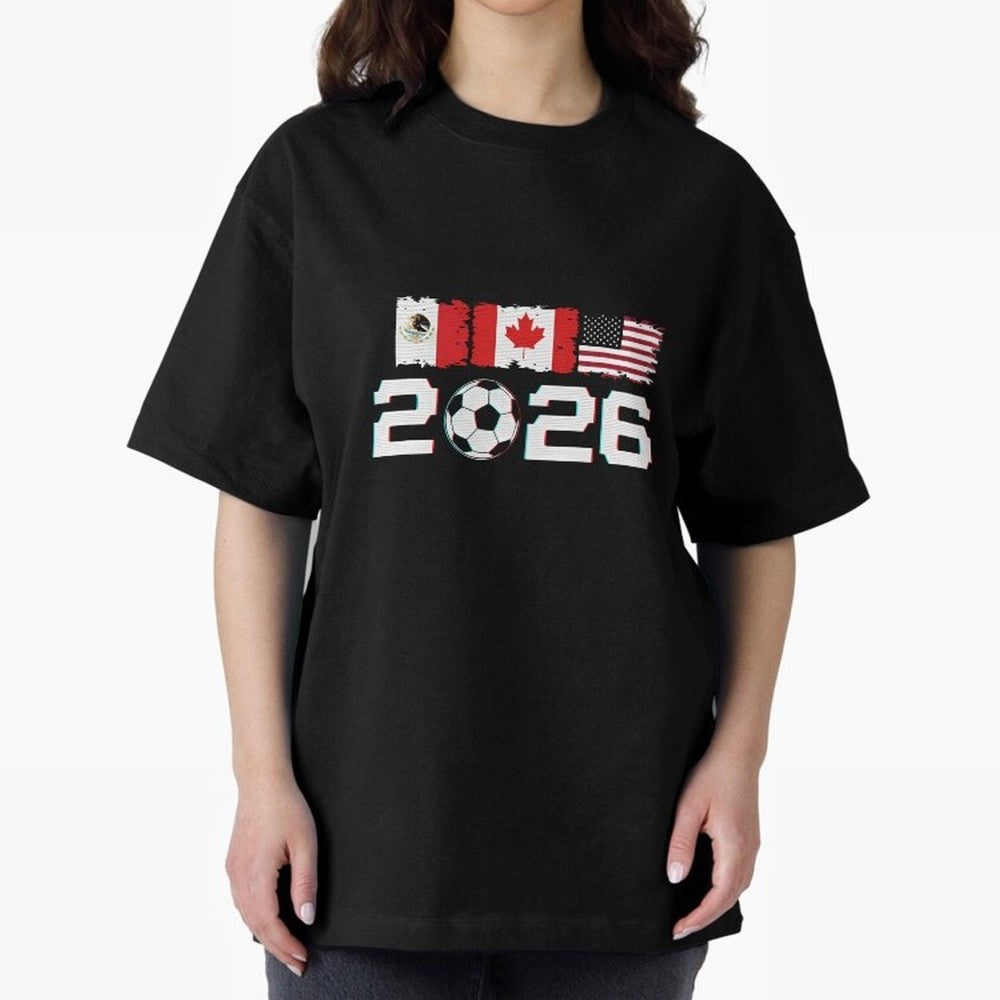 Glitched United 2026 Cup - North America Emblem Part 2 T-Shirt_82924673 Classic T-Shirt Elevate FIFA World Cup 2026 USA Canada Mexico Spirit, Highlighting Brazil, Portugal and Argentina, Cristiano Ronaldo, Supporter Pride, Iconic Celebrations,