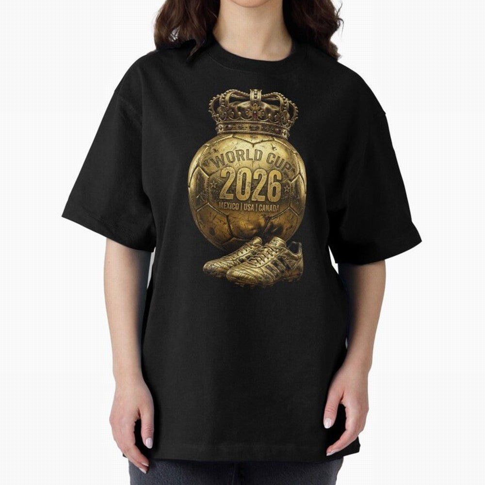 World Cup 2026 Golden Soccer Ball Crown- Mexico USA Canada Classic T-Shirt Bring Stadium Energy to FIFA World Cup 2026 for Fans of Haaland and Mbappe and Argentina, Bringing Tournament Hype, Historic Matchups, Family Viewing Parties and Global