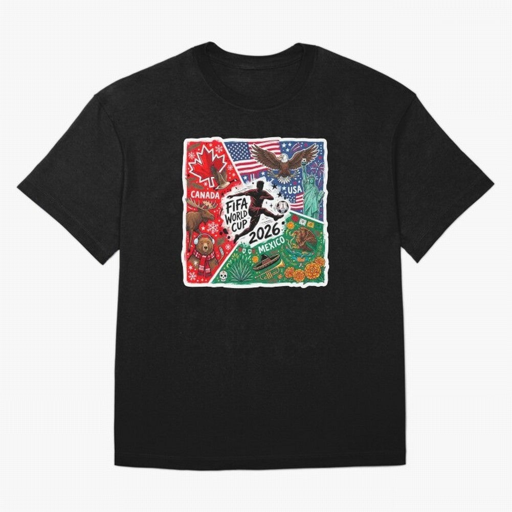 FIFA World Cup 2026 USA Canada Mexico ¨C Patriotic Football Collage Design Classic T-Shirt Bring Home FIFA World Cup 2026 USA Canada Mexico Spirit, Connected to Portugal, Cristiano Ronaldo, Football Passion, Legendary Performances, Festival Vibes