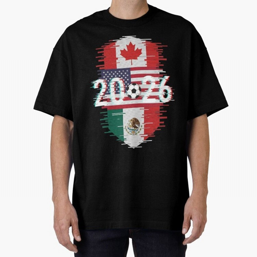 Glitched United 2026 - North America Emblem Classic T-Shirt Carry the Colors and Pride of FIFA World Cup 2026 Group Stage for Fans of CR7 and Messi and Germany, Bringing Worldwide Fan Energy, Dramatic Goals, Stadium Lights and Championship