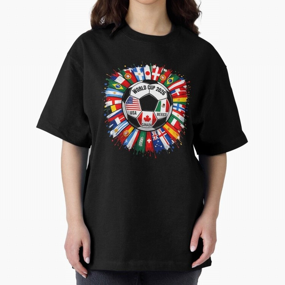 World Cup 2026 Shirt Soccer Tournament Fan Design International Flags Football Graphic Tee Sports Lover Gift Classic T-Shirt Represent FIFA World Cup 2026 Spirit, Built around Brazil, Portugal and Argentina, Messi, CR7 and Mbappe, Tournament Hype,