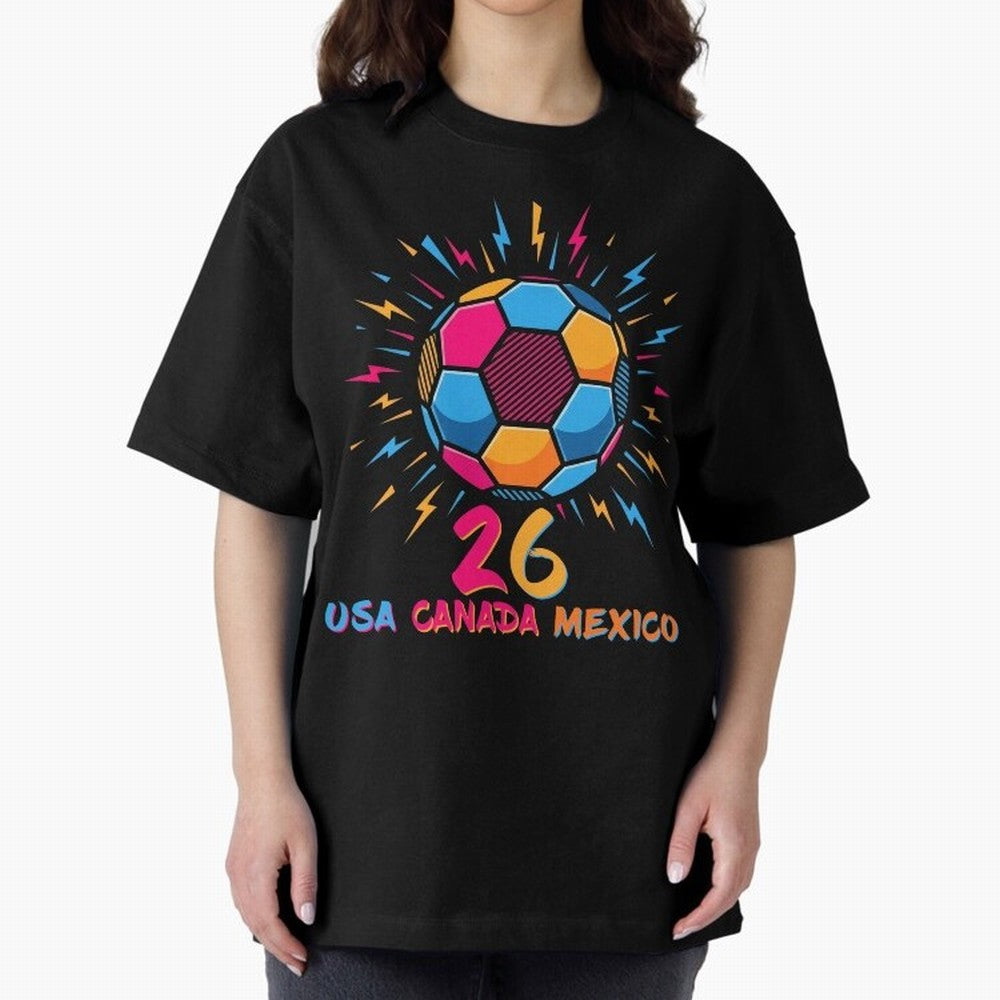 2026 Colorful Soccer Ball USA Canada Mexico 26 Classic T-Shirt Join the Global Buzz around Global Football Passion for FIFA World Cup 2026 USA Canada Mexico, Capturing Neymar, Spain and Netherlands, Football Festival Excitement, Trophy Ambitions,