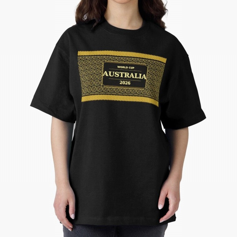 Australia Football Fan 2026 Black Gold Luxury Wrap ¡ª Socceroos Soccer Fan Classic T-Shirt Feel the Trophy Chase of FIFA World Cup 2026 for Fans of Messi and Argentina, France and Brazil, Bringing Sports Nostalgia, International Competition, Famous