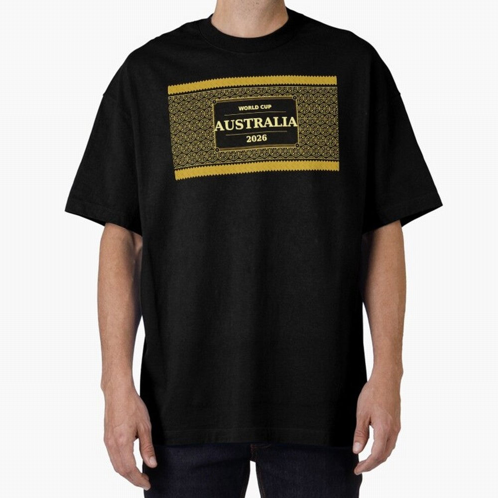 Australia Football Fan 2026 Black Gold Luxury Wrap ¡ª Socceroos Soccer Fan Classic T-Shirt Feel the Trophy Chase of FIFA World Cup 2026 for Fans of Messi and Argentina, France and Brazil, Bringing Sports Nostalgia, International Competition, Famous