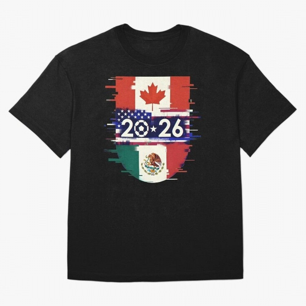 Glitched United 2026 - North America Emblem Cup Classic T-Shirt Celebrate Football Dreams Across FIFA World Cup 2026 USA Canada Mexico Driven by Messi, England Energy, Game Day Rituals, Football Legends, Country Pride and the Road to the Final;