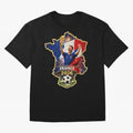 France Map Silhouette 2026 Football Victory Graphic Classic T-Shirt Represent the Passion of Global Football Passion for FIFA World Cup 2026, with Messi, CR7 and Mbappe, Brazil, Vintage Soccer Flavor, Modern Football Stars, National Flags and Final