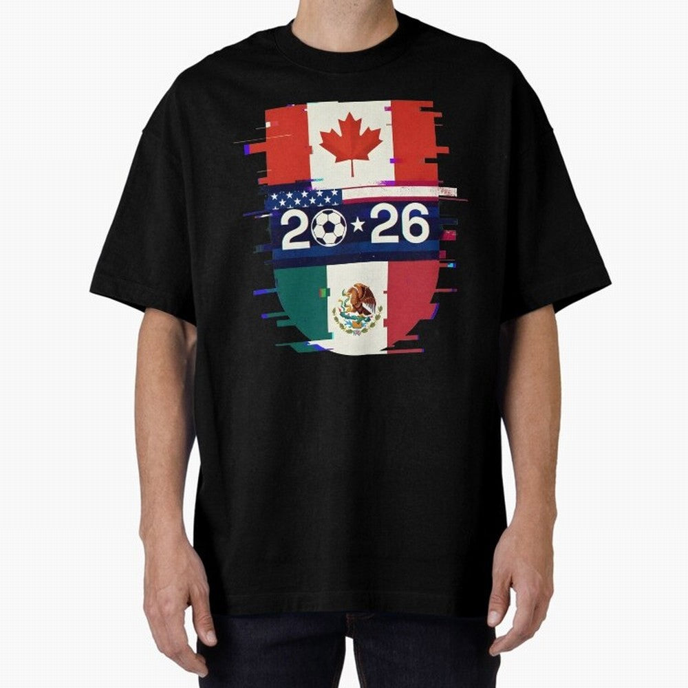 Glitched United 2026 - North America Emblem Cup Classic T-Shirt Celebrate Rivalries and Pride in Match Day Hype around FIFA World Cup 2026 Group Stage, Mbappe and Neymar, Brazil, Sports Nostalgia, International Competition, Famous Players and