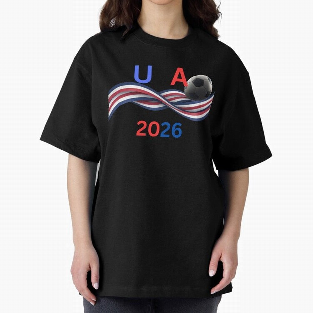 USA 2026 Soccer Ball With Waving Flag - United States Football Team Support? Classic T-Shirt Honor the Football Icons of FIFA World Cup 2026 for Fans of Mbappe and Neymar and Brazil, Portugal and Argentina, Bringing Retro Football Energy, Iconic