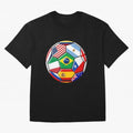 Soccer with various flags Classic T-Shirt Turn Football Passion into Global Football Passion for FIFA World Cup 2026 USA Canada Mexico, Centered on Messi, CR7 and Mbappe, Brazil, Classic Soccer Heritage, Championship Pressure, Fan Loyalty and