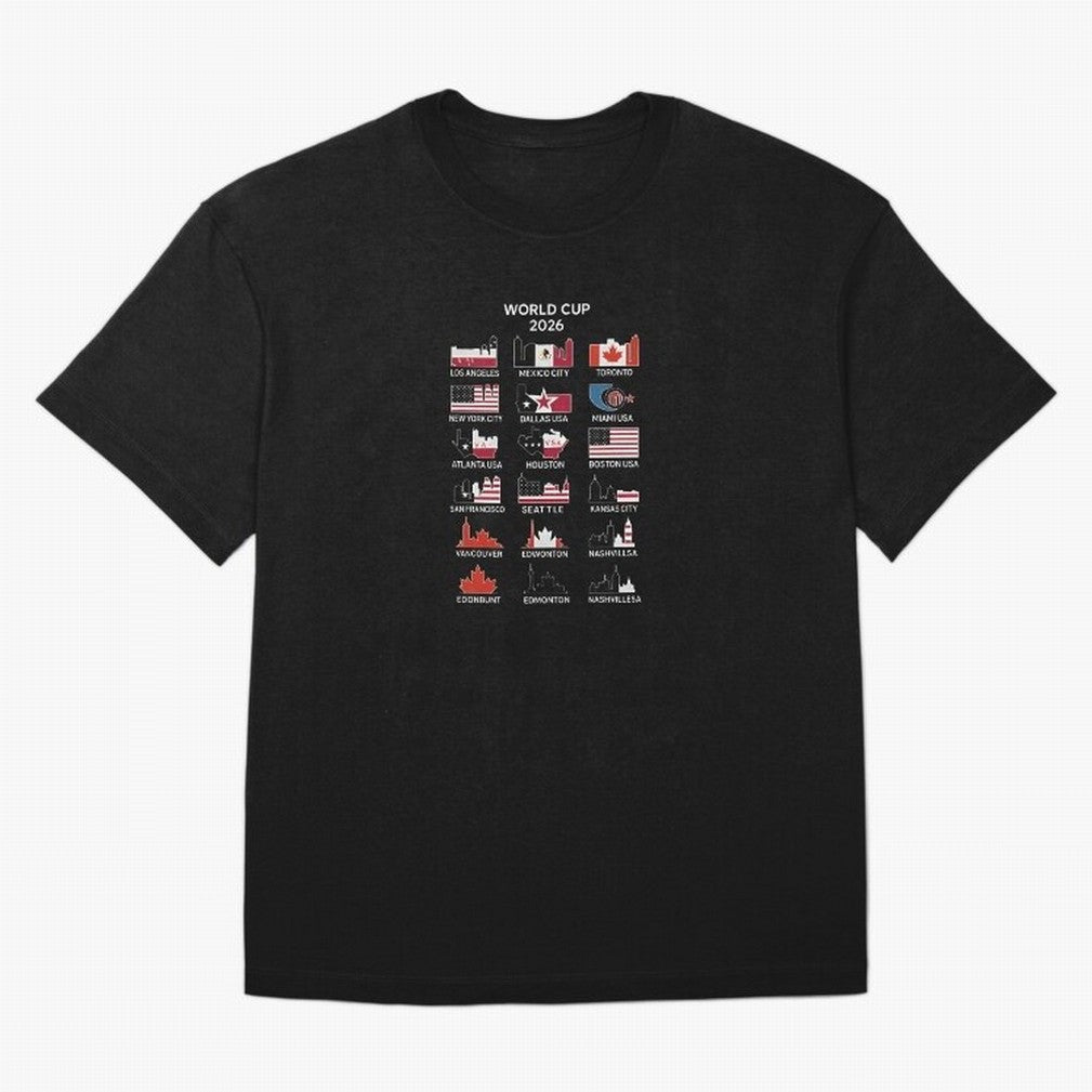 World Cup 2026 Host Cities T-Shirt_84292126 Classic T-Shirt Celebrate Global Passion for FIFA World Cup 2026 Group Stage Built around Haaland and Mbappe, Brazil Energy, Football Festival Excitement, Trophy Ambitions, Country Rivalries and Star