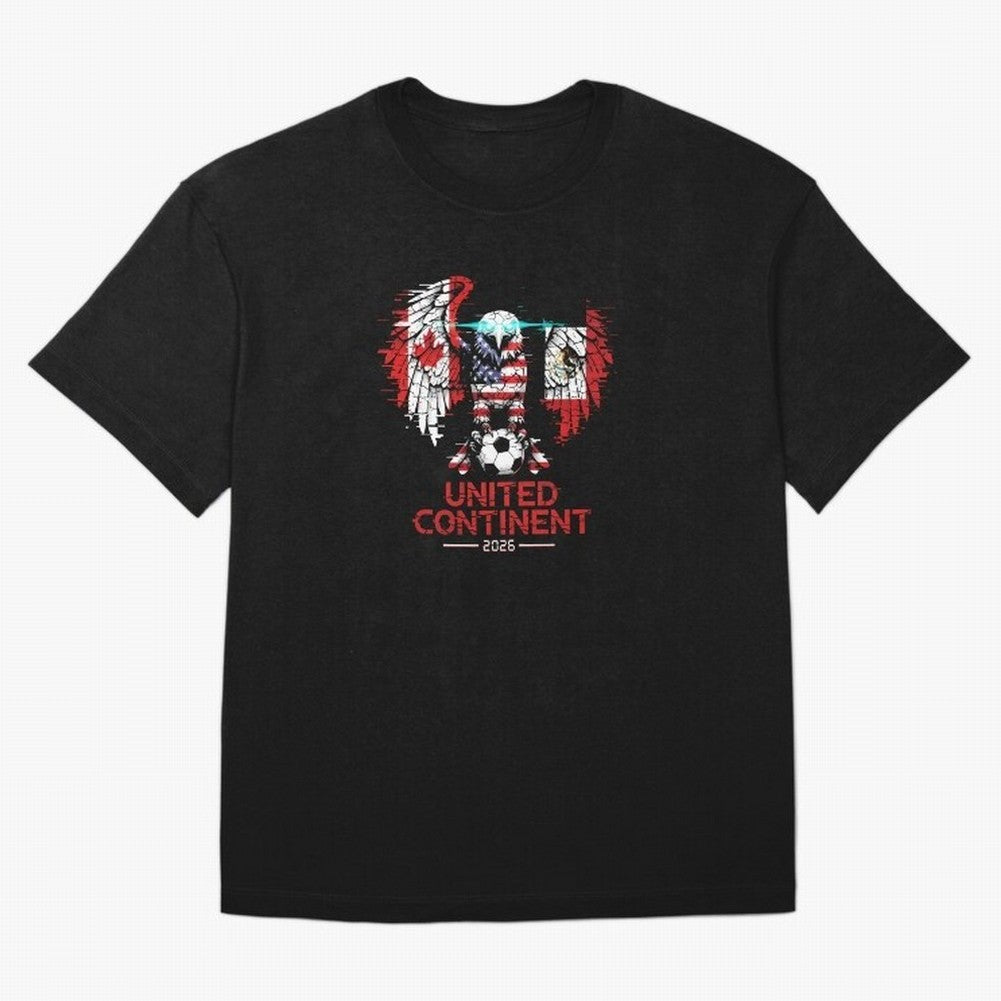 Glitched North America Eagle World Cup Soccer 2026 T-Shirt_83958408 Classic T-Shirt Share the Excitement of the FIFA World Cup 2026 Group Stage Journey through CR7 Highlights, England Pride, Football History, Final Match Energy, Crowd Noise and