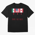 2026 World Cup Opening & Final ¨C Azteca Stadium Mexico & MetLife Stadium USA ¨C Football Design with Mexican, Canadian & US Flags Classic T-Shirt Remember FIFA World Cup 2026 USA Canada Mexico for Fans of Messi, CR7 and Mbappe and Argentina and