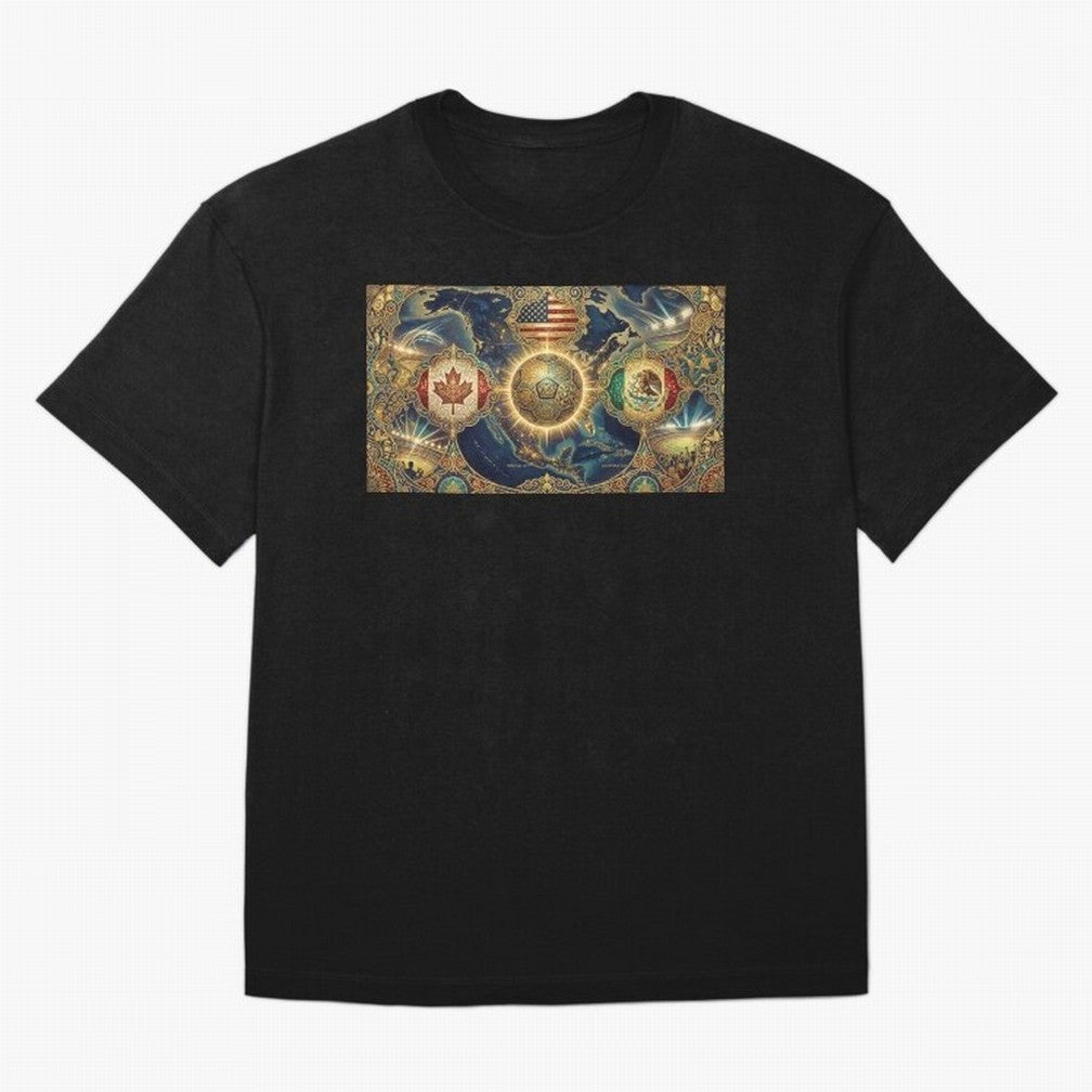 World Cup 2026 Hosts Illustrated Classic T-Shirt Feel the Roar of FIFA World Cup 2026 Group Stage Driven by Messi, CR7 and Mbappe, Portugal, Spain and Germany Energy, Vintage Soccer Flavor, Modern Football Stars, National Flags and Final Night