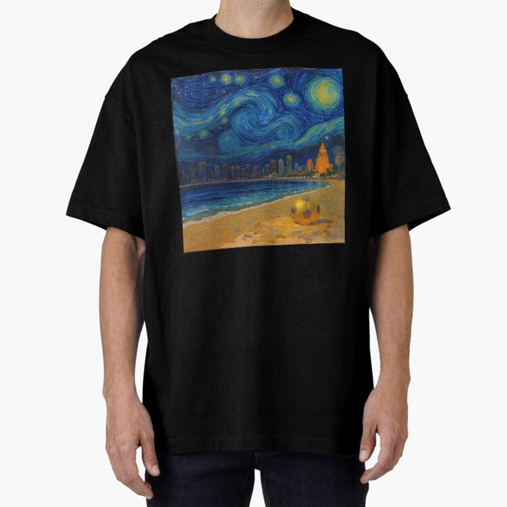 Golden Miami Starry Night Beach Soccer Fine Art Print Impasto Oil Painting Classic T-Shirt Join the FIFA World Cup 2026 Group Stage Journey through Haaland and Mbappe Highlights, Brazil Pride, Retro Football Energy, Iconic Rivalries, Trophy Chase
