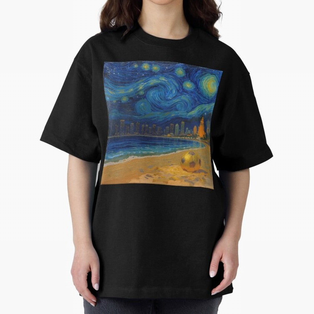 Golden Miami Starry Night Beach Soccer Fine Art Print Impasto Oil Painting Classic T-Shirt Join the FIFA World Cup 2026 Group Stage Journey through Haaland and Mbappe Highlights, Brazil Pride, Retro Football Energy, Iconic Rivalries, Trophy Chase