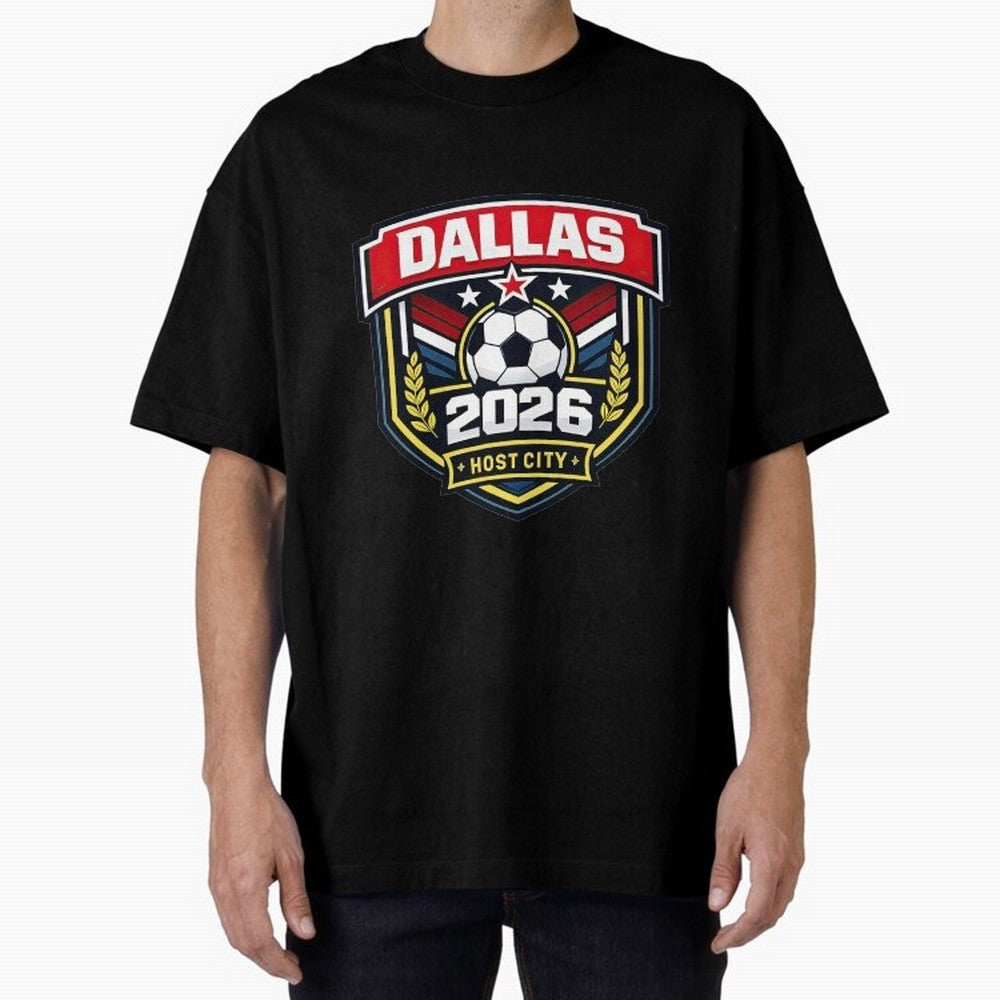 Dallas 2026 Host City Emblem with Laurel Classic T-Shirt Remember Iconic Moments from FIFA World Cup 2026 USA Canada Mexico Spirit, Inspired by Brazil, Messi and Cristiano Ronaldo, Tournament Hype, Historic Matchups, Family Viewing Parties and