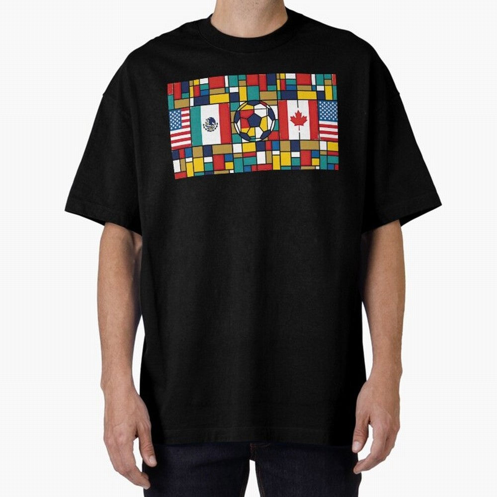 Spectacular World Cup Stadiums | Soccer Flags Mexico Canada USA Geometry Classic T-Shirt Represent Football Lovers during the FIFA World Cup 2026 Journey through Messi, CR7 and Mbappe Highlights, Argentina Pride, Sports Nostalgia, International