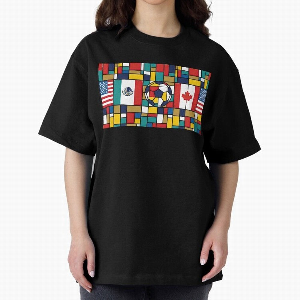 Spectacular World Cup Stadiums | Soccer Flags Mexico Canada USA Geometry Classic T-Shirt Represent Football Lovers during the FIFA World Cup 2026 Journey through Messi, CR7 and Mbappe Highlights, Argentina Pride, Sports Nostalgia, International