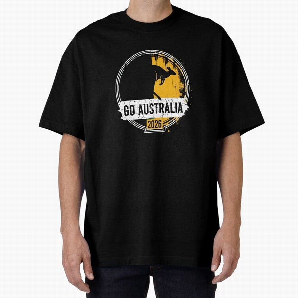 Golden Green Kangaroo Emblem Go Australia 2026 Supporter Design T-Shirt_83662099 Classic T-Shirt Celebrate the Road through the FIFA World Cup 2026 Group Stage Journey through CR7 and Messi Highlights, Argentina Pride, Champion Mindset, Group Stage