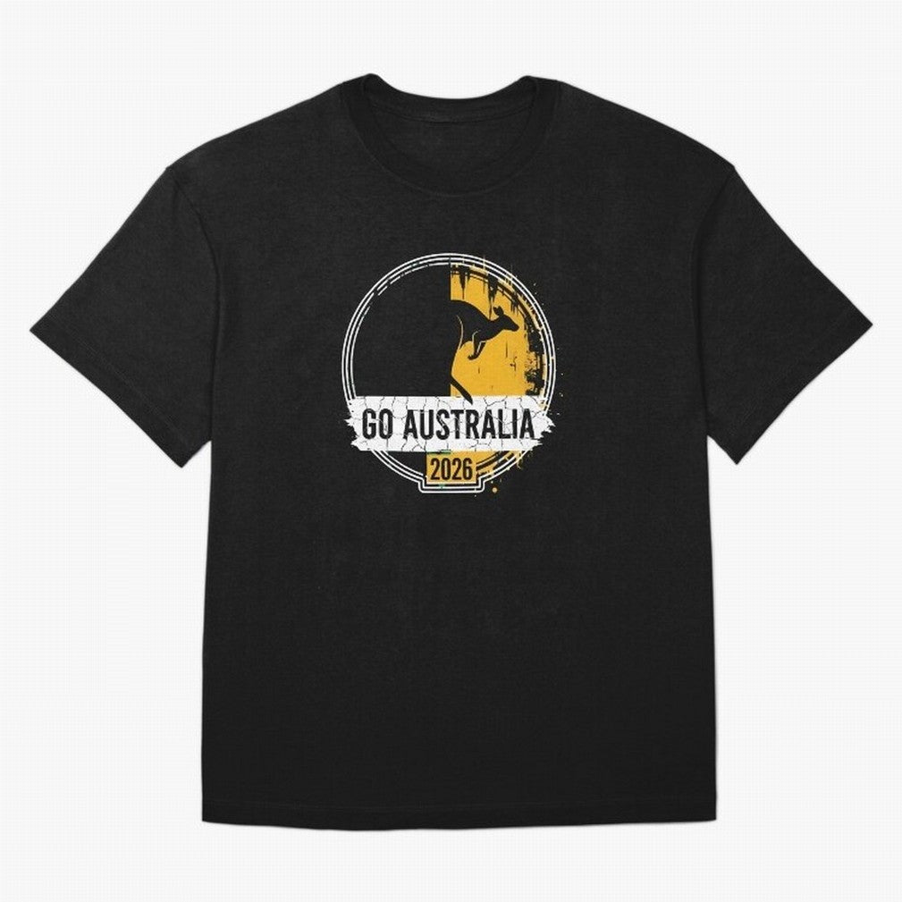 Golden Green Kangaroo Emblem Go Australia 2026 Supporter Design T-Shirt_83662099 Classic T-Shirt Celebrate the Road through the FIFA World Cup 2026 Group Stage Journey through CR7 and Messi Highlights, Argentina Pride, Champion Mindset, Group Stage