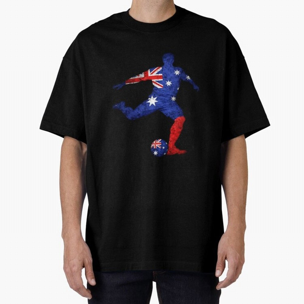 Australian Flag Silhouette Soccer World Cup Football Classic T-Shirt Bring Trophy Dreams to FIFA World Cup 2026 for Fans of Haaland and Mbappe and Argentina and Brazil, Bringing Tournament Hype, Historic Matchups, Family Viewing Parties and Global