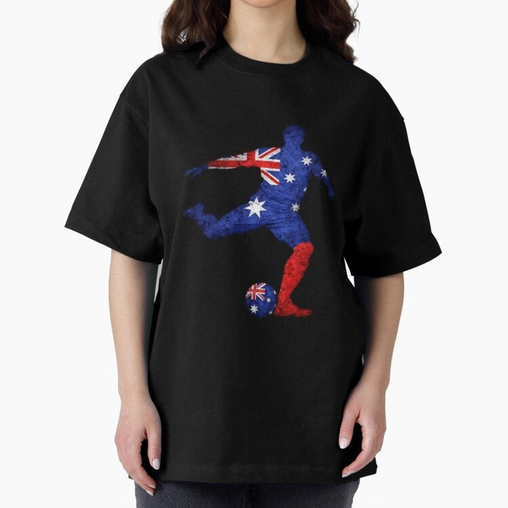 Australian Flag Silhouette Soccer World Cup Football Classic T-Shirt Bring Trophy Dreams to FIFA World Cup 2026 for Fans of Haaland and Mbappe and Argentina and Brazil, Bringing Tournament Hype, Historic Matchups, Family Viewing Parties and Global