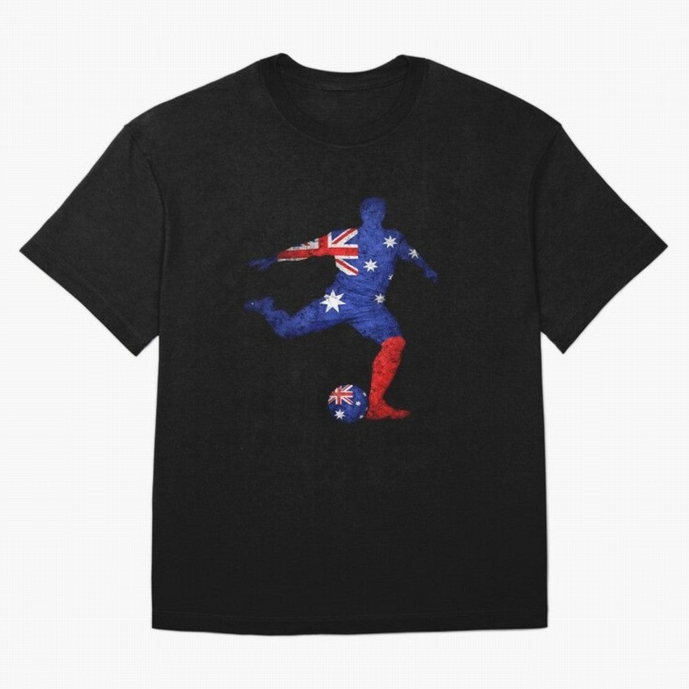 Australian Flag Silhouette Soccer World Cup Football Classic T-Shirt Bring Trophy Dreams to FIFA World Cup 2026 for Fans of Haaland and Mbappe and Argentina and Brazil, Bringing Tournament Hype, Historic Matchups, Family Viewing Parties and Global