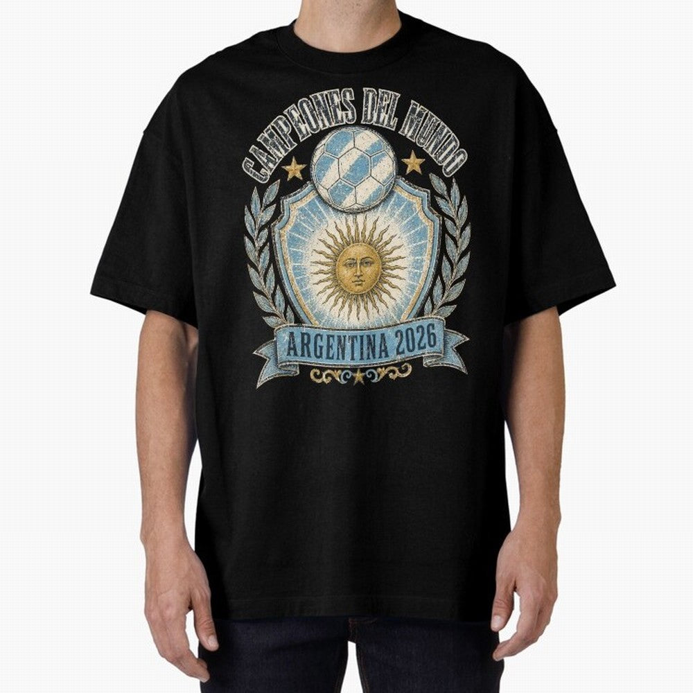 Campeones Del Mundo Argentina 2026 World Cup Soccer T-Shirt Classic T-Shirt Capture Stadium Memories from the FIFA World Cup 2026 Group Stage Journey through Messi and Cristiano Ronaldo Highlights, Spain Pride, Retro Football Energy, Iconic