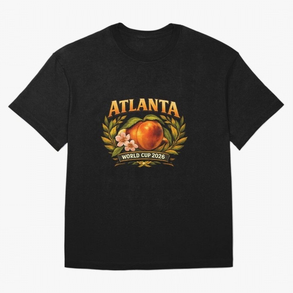 Atlanta 2026 World Cup Host City ¡ª Georgia Peach Laurel Wreath Classic T-Shirt Unlock the FIFA World Cup 2026 Group Stage Journey through Neymar, Haaland and Cristiano Ronaldo Highlights, Portugal, Spain and Germany Pride, Worldwide Fan Energy,