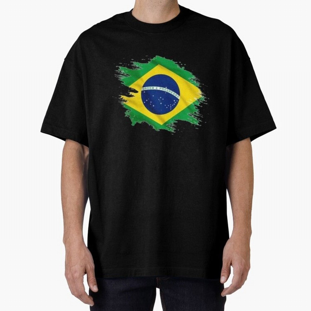 Brazil Flag Artistic Brush Stroke - Modern Flag Design T-Shirt Classic T-Shirt Relive Match Day Hype around FIFA World Cup 2026 USA Canada Mexico, Mbappe and Neymar, Spain, Goal Celebration Energy, Supporter Heritage, Football Icons and Worldwide