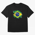 Brazil Flag Artistic Brush Stroke - Modern Flag Design T-Shirt Classic T-Shirt Relive Match Day Hype around FIFA World Cup 2026 USA Canada Mexico, Mbappe and Neymar, Spain, Goal Celebration Energy, Supporter Heritage, Football Icons and Worldwide