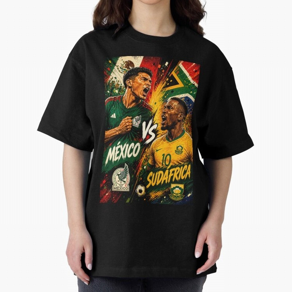 Mexico vs South Africa ¨C Group A FIFA World Cup 2026 | Retro Comic Football Jersey Classic T-Shirt Feel the Trophy Chase of FIFA World Cup 2026 USA Canada Mexico Spirit, Centered on England, France and Netherlands, Cristiano Ronaldo, Worldwide Fan