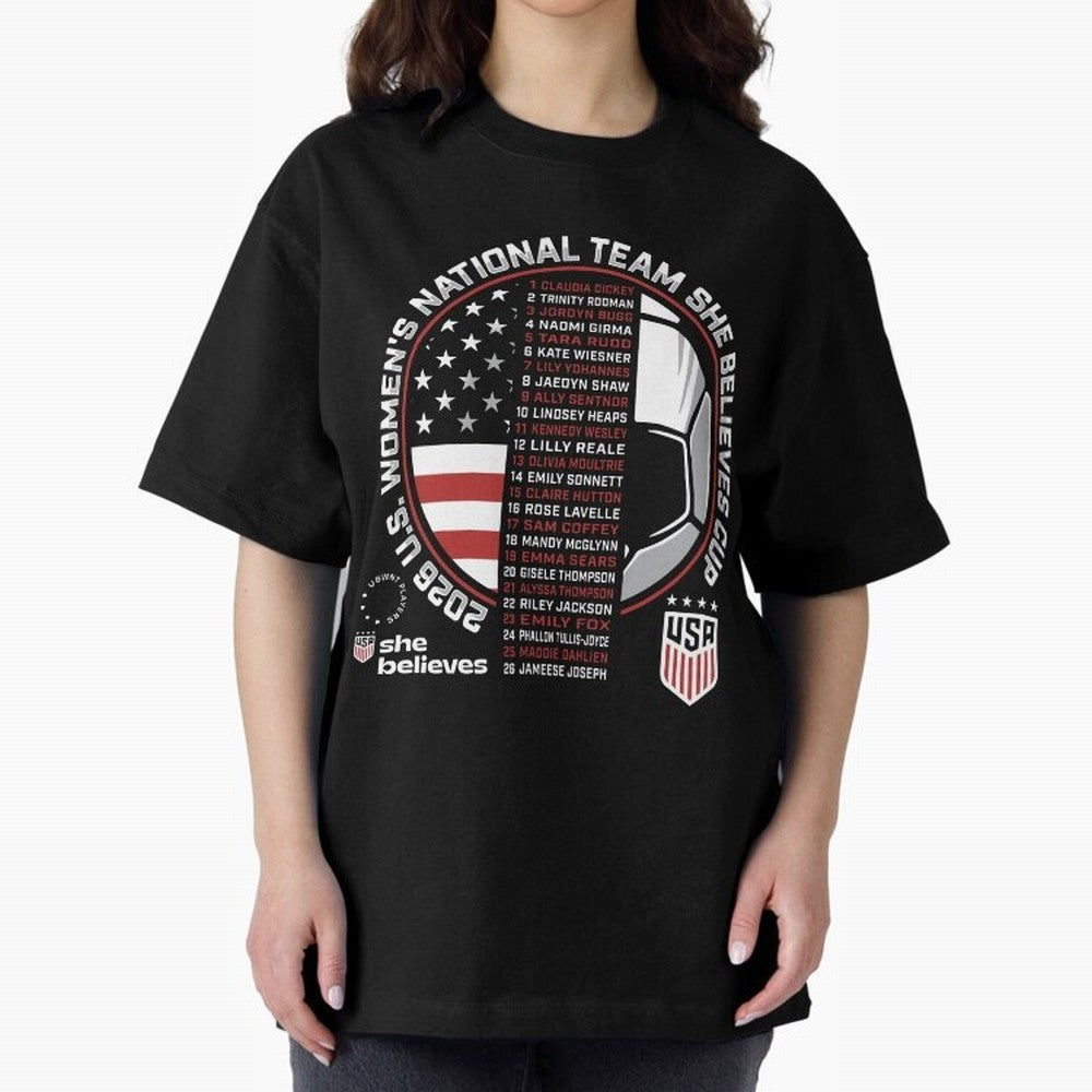 She Believes Cup Champions U.S. Women¡¯s National Soccer Team 2026 Classic T-Shirt Represent Football Lovers during FIFA World Cup 2026 Group Stage for Fans of Mbappe and Neymar and Brazil, Bringing Vintage Soccer Flavor, Modern Football Stars,