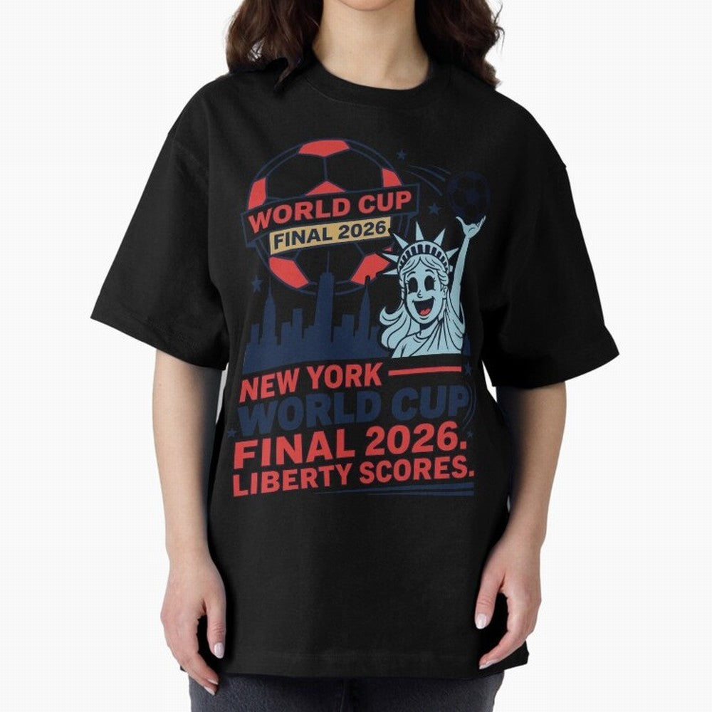 New York World Cup Final 2026 ¡ª Liberty Scores V1 Classic T-Shirt Celebrate Football Heritage in Global Football Passion for FIFA World Cup 2026 USA Canada Mexico, Capturing Mbappe, Brazil, Portugal and Argentina, Stadium Memories, Football