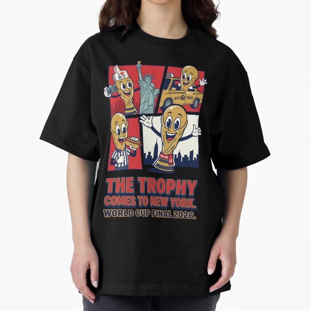 The Trophy Comes to New York ¡ª World Cup Final V1 Classic T-Shirt Feel International Energy from the FIFA World Cup 2026 USA Canada Mexico Journey through Messi, CR7 and Mbappe Highlights, Portugal Pride, Football Passion, Legendary Performances,