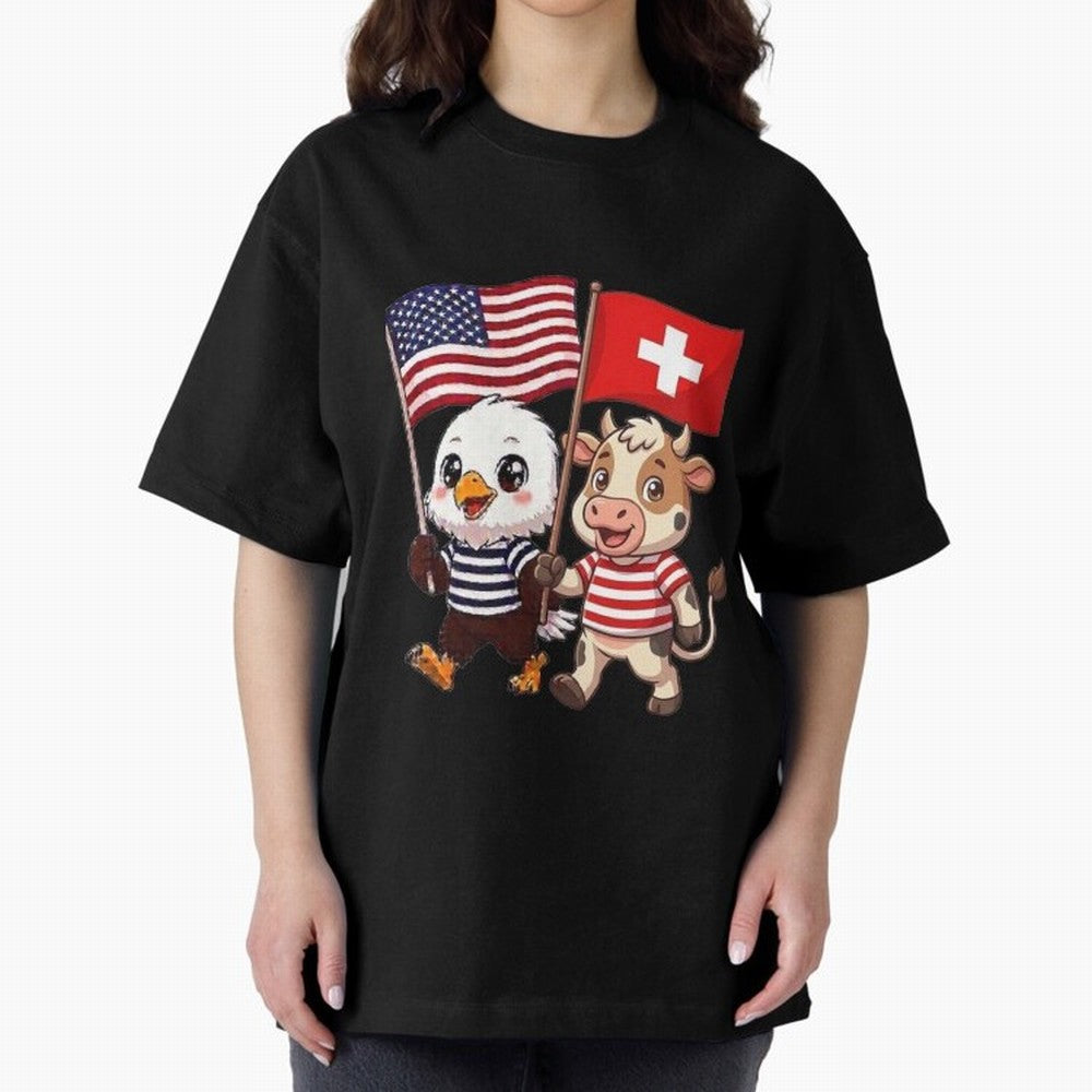 The American eagle and its friend, the Swiss calf Classic T-Shirt Feel the Heartbeat of Global Football Passion for FIFA World Cup 2026 Group Stage, Capturing Neymar, Haaland and Cristiano Ronaldo, England, Sports Nostalgia, International