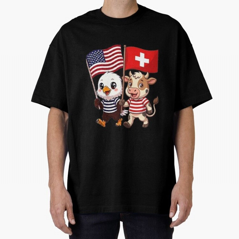 The American eagle and its friend, the Swiss calf Classic T-Shirt Feel the Heartbeat of Global Football Passion for FIFA World Cup 2026 Group Stage, Capturing Neymar, Haaland and Cristiano Ronaldo, England, Sports Nostalgia, International