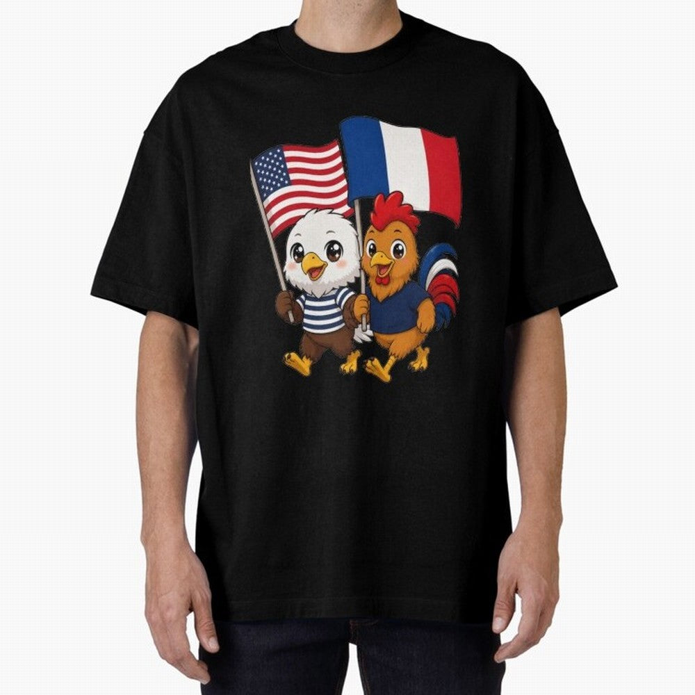 The American eagle and its friend, the French rooster Classic T-Shirt Experience FIFA World Cup 2026 Featuring Haaland and Mbappe, Argentina, France and Brazil Energy, Goal Celebration Energy, Supporter Heritage, Football Icons and Worldwide