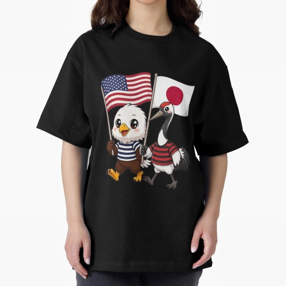 The American eagle and its friend, the Japanese crane Classic T-Shirt Step into Match Day Hype around FIFA World Cup 2026 USA Canada Mexico, Mbappe and Neymar, Spain and Netherlands, Match Day Excitement, Supporter Culture, Golden Goals and Global