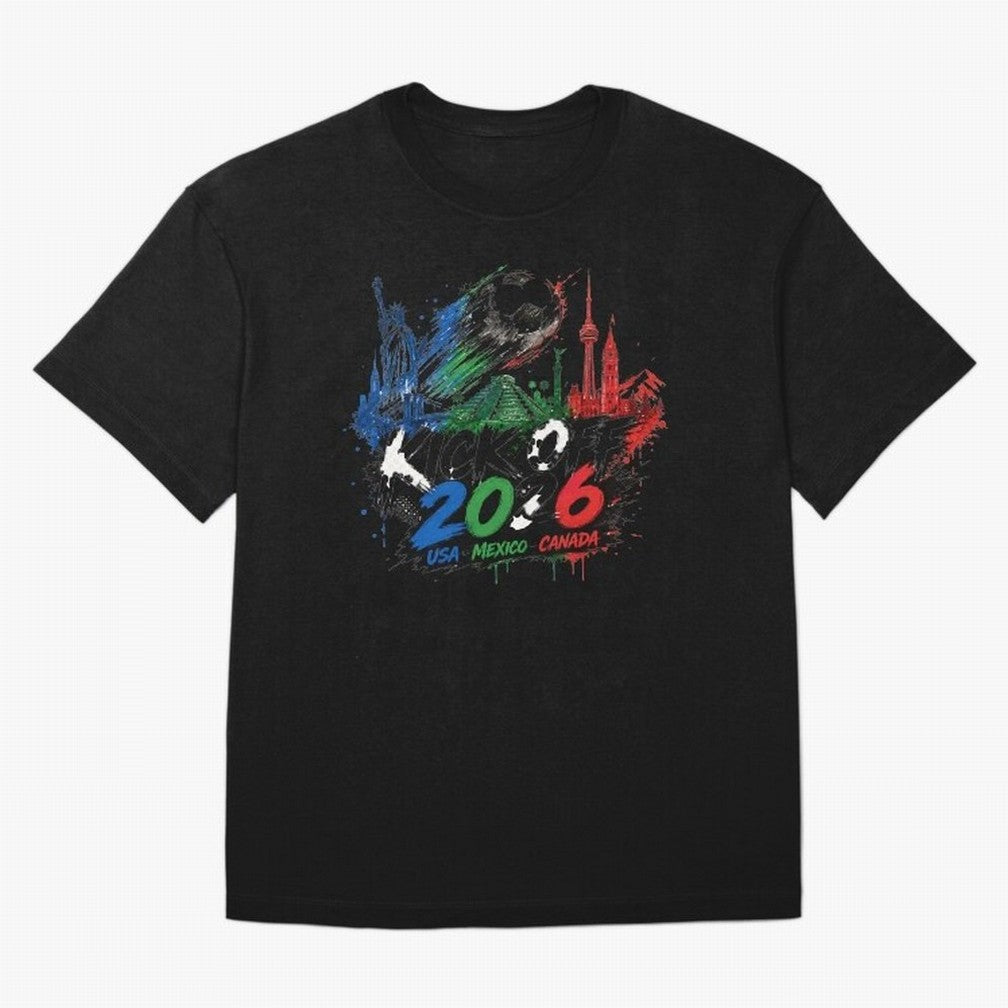 Kick Off 2026 USA Mexico Canada Soccer Graphic Classic T-Shirt Experience the FIFA World Cup 2026 Journey through Messi and Cristiano Ronaldo Highlights, England and Germany Pride, Sports Nostalgia, International Competition, Famous Players and