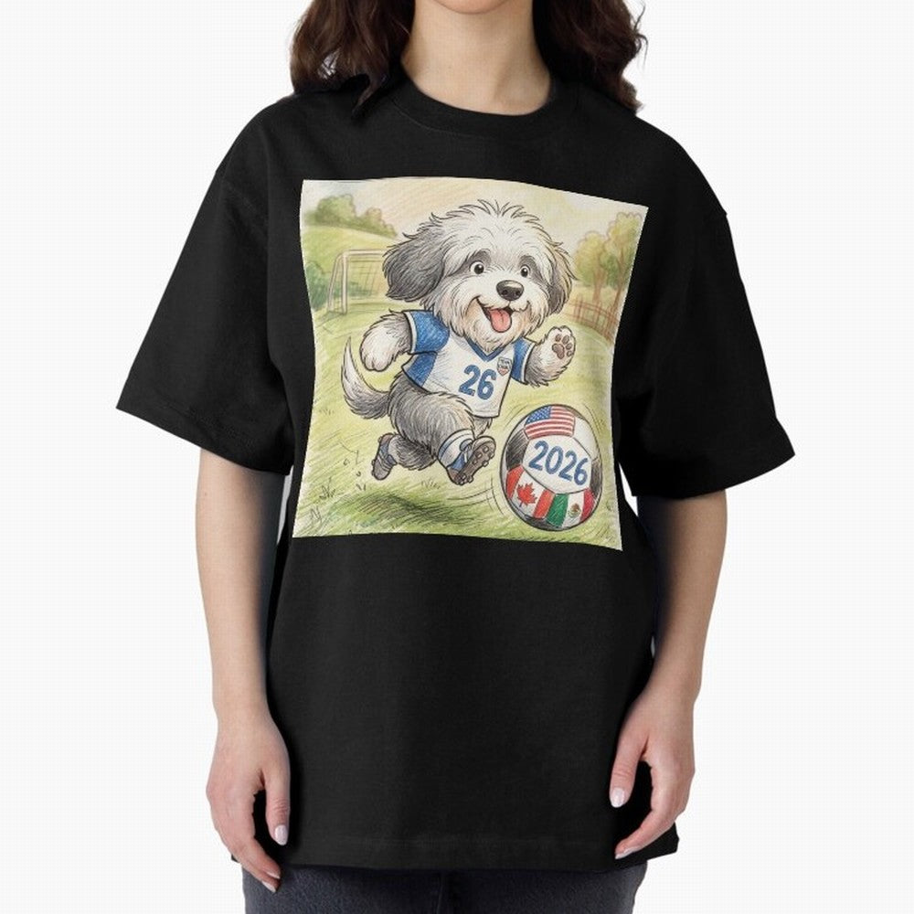 Cute Sheepdog Soccer Star - 2026 World Cup Fluffy Puppy Classic T-Shirt Bring Stadium Energy to Match Day Hype around FIFA World Cup 2026 USA Canada Mexico, Haaland and Mbappe, Brazil, Goal Celebration Energy, Supporter Heritage, Football Icons and