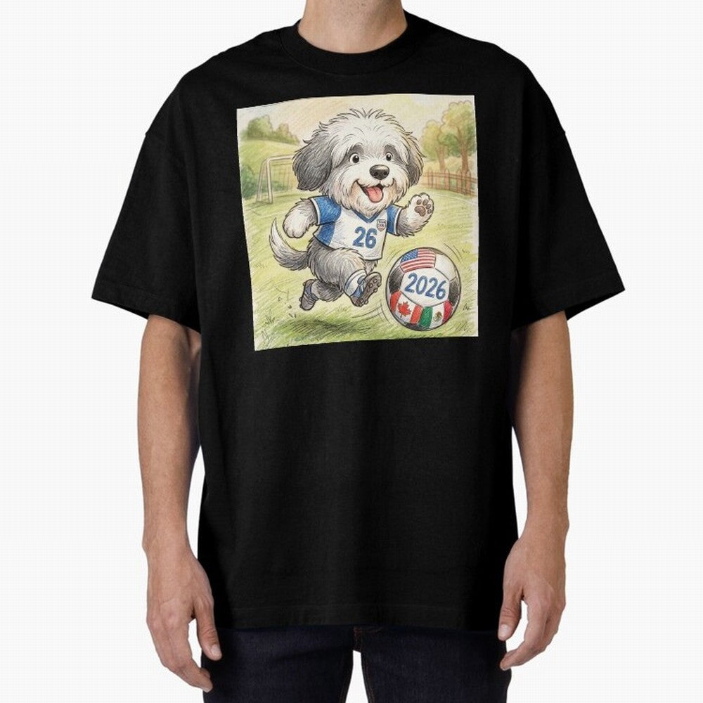 Cute Sheepdog Soccer Star - 2026 World Cup Fluffy Puppy Classic T-Shirt Bring Stadium Energy to Match Day Hype around FIFA World Cup 2026 USA Canada Mexico, Haaland and Mbappe, Brazil, Goal Celebration Energy, Supporter Heritage, Football Icons and