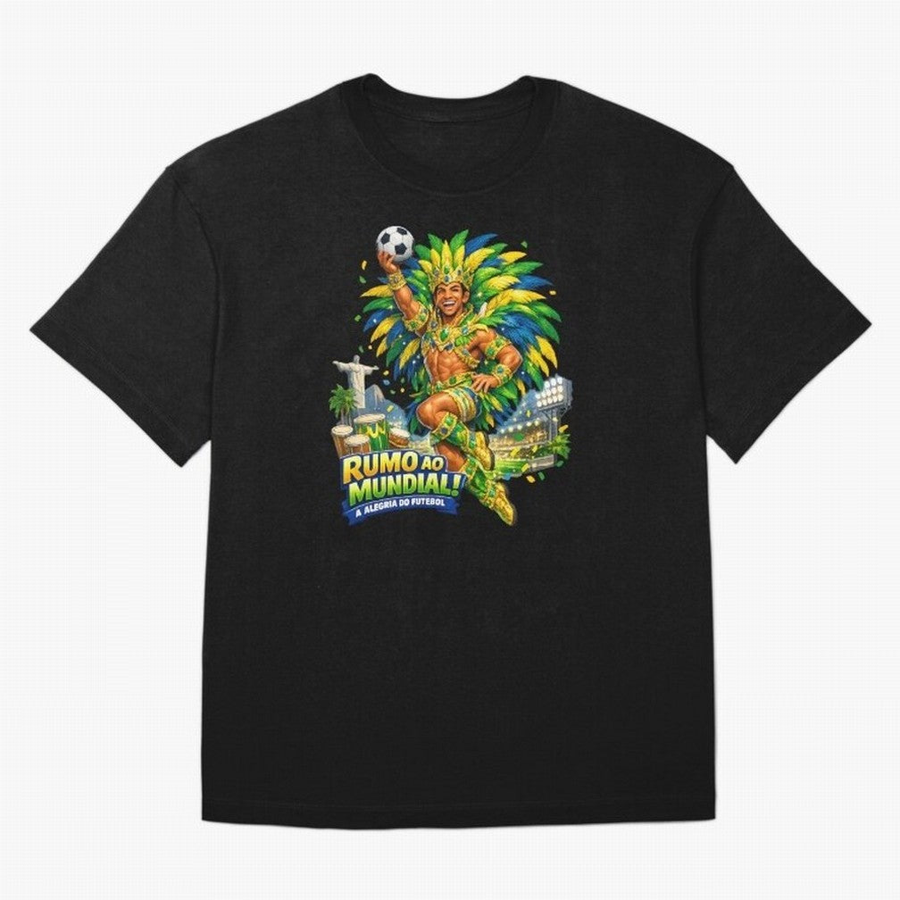 Brazil World Cup 2026 Carnival Fan Art Classic T-Shirt Follow the Final Road of FIFA World Cup 2026 USA Canada Mexico Spirit, with Argentina and Brazil, CR7 and Messi, Champion Mindset, Group Stage Buzz, Knockout Tension and Passionate Fan Culture;